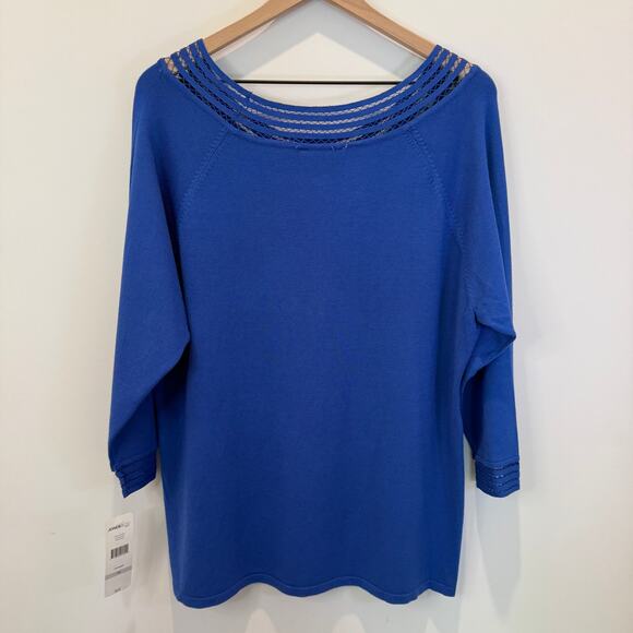 New Jones & Co Boatneck Knit Top Size 1X Royal Blue - Picture 13 of 13